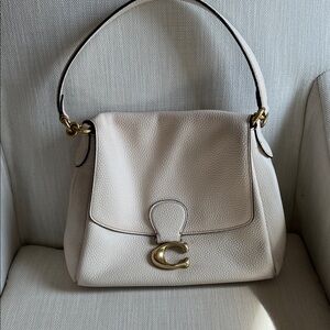 Coach Pebbled Leather Shoulder Bag in Chalk/Light Beige